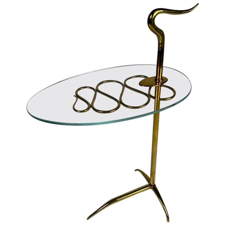 Midcentury Italian Brass and Glass Serving Table