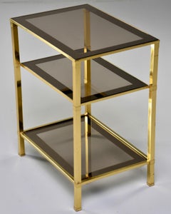 Midcentury Italian Brass and Glass Three-Tier Side Table