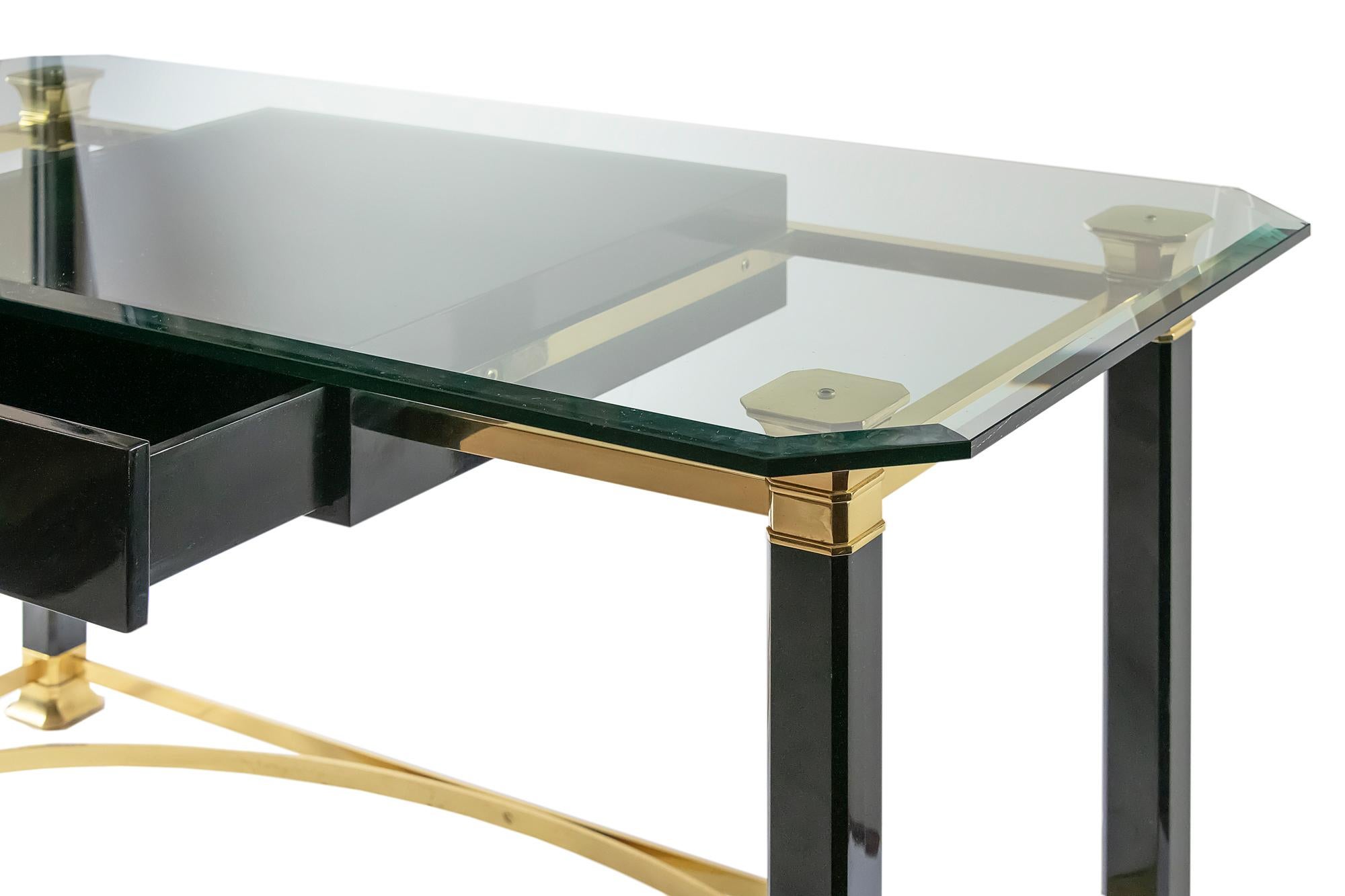 Mid-Century Modern Midcentury Italian Brass and Glass Top Desk/Writing Table