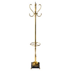 Midcentury Italian Brass and Marble Coat Rack / Umbrella Stand