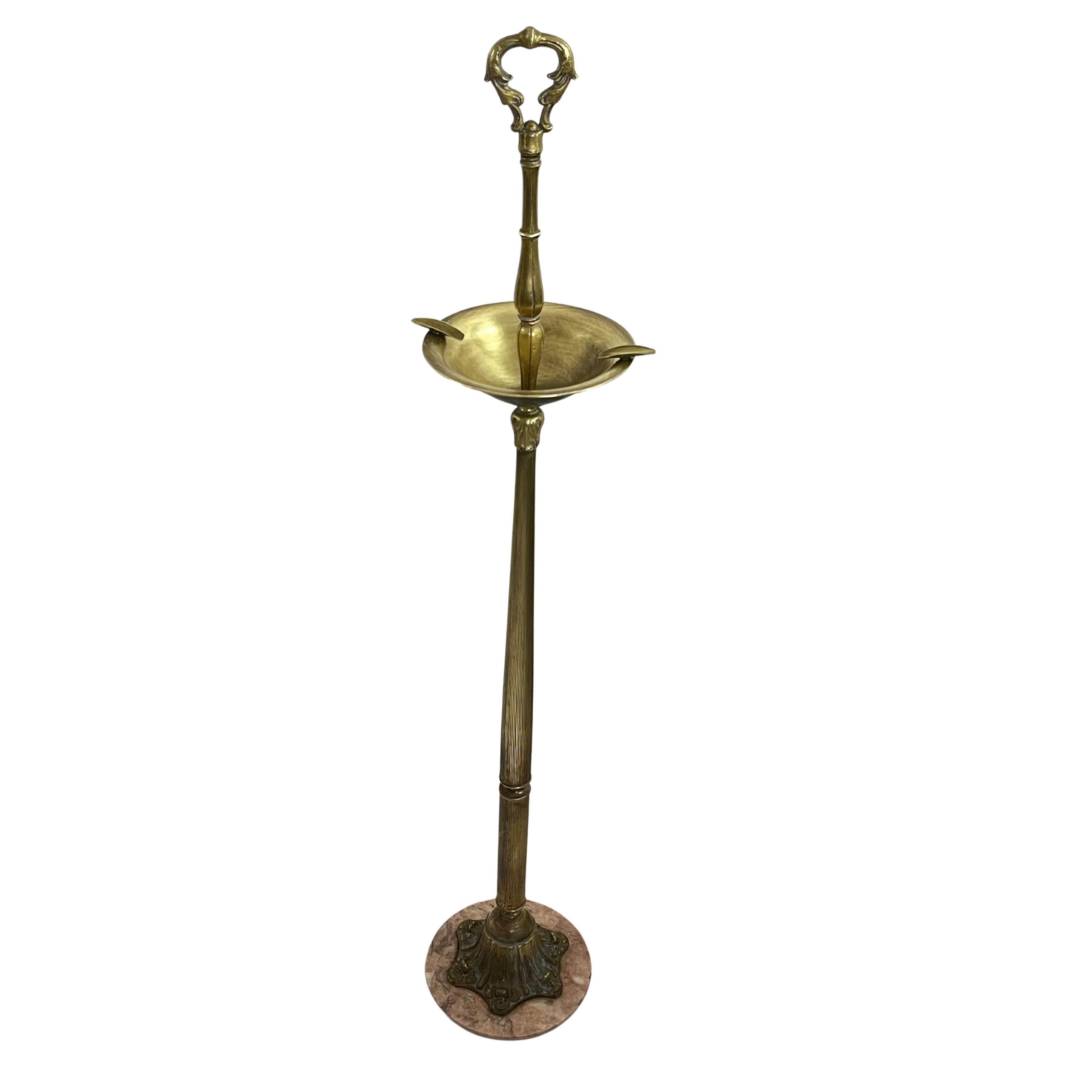 Mid-Century Italian Brass And Marble Column Ashtray, 1950s For Sale