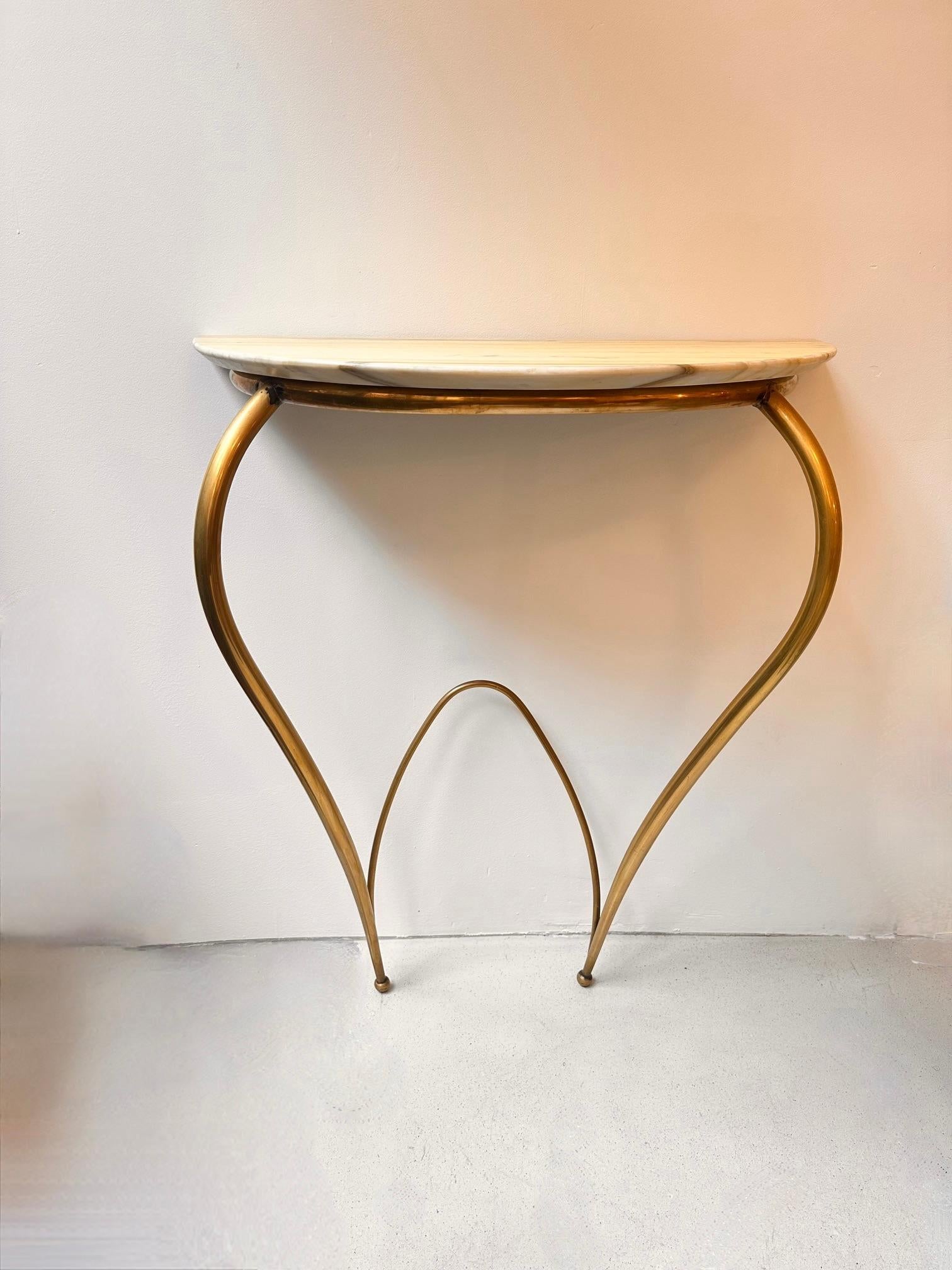 Mid-Century Italian Brass and Marble Console by Carlo Enrico Rava.1940 In Good Condition For Sale In Madrid, ES
