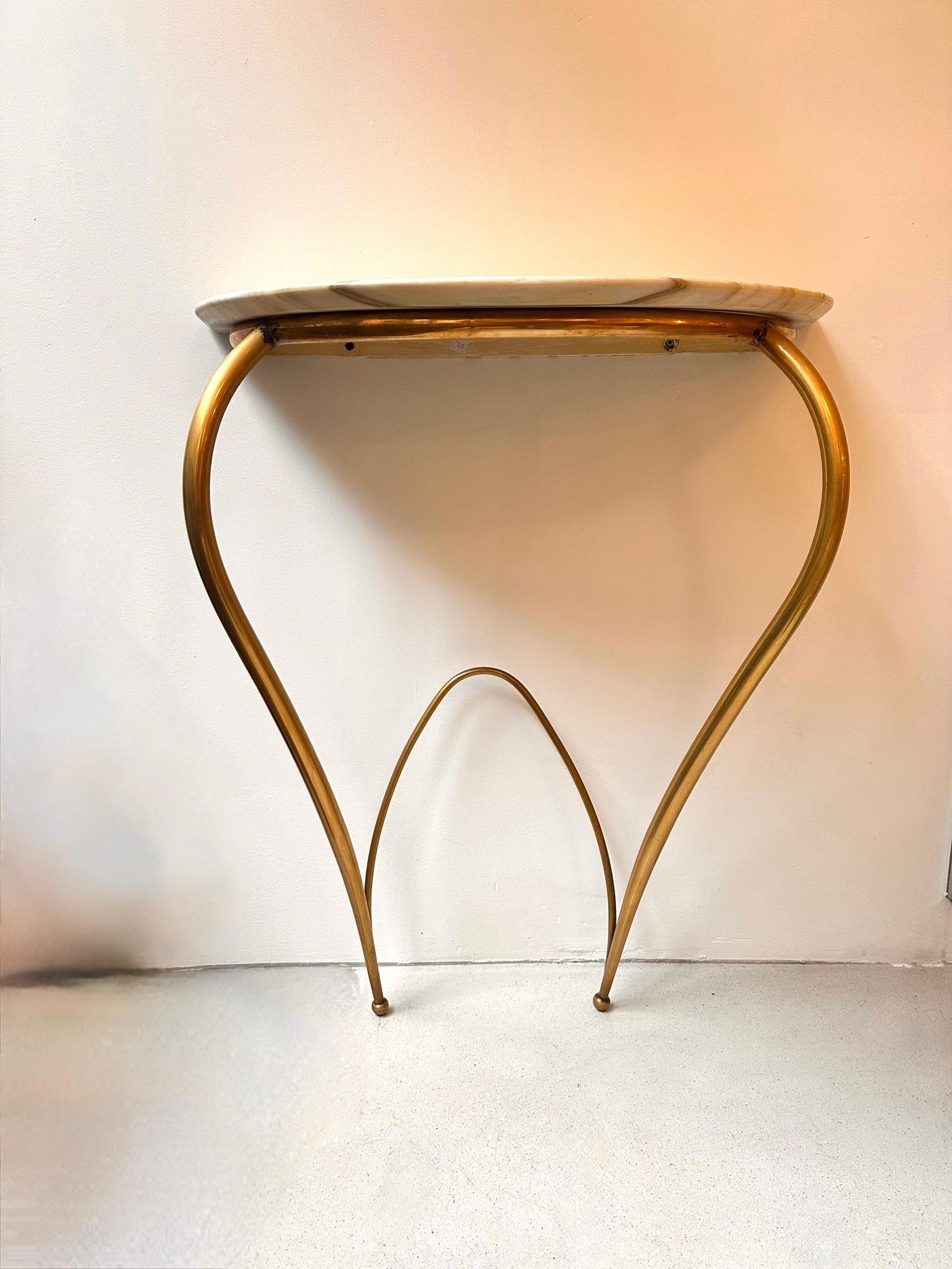 Mid-20th Century Mid-Century Italian Brass and Marble Console by Carlo Enrico Rava.1940 For Sale