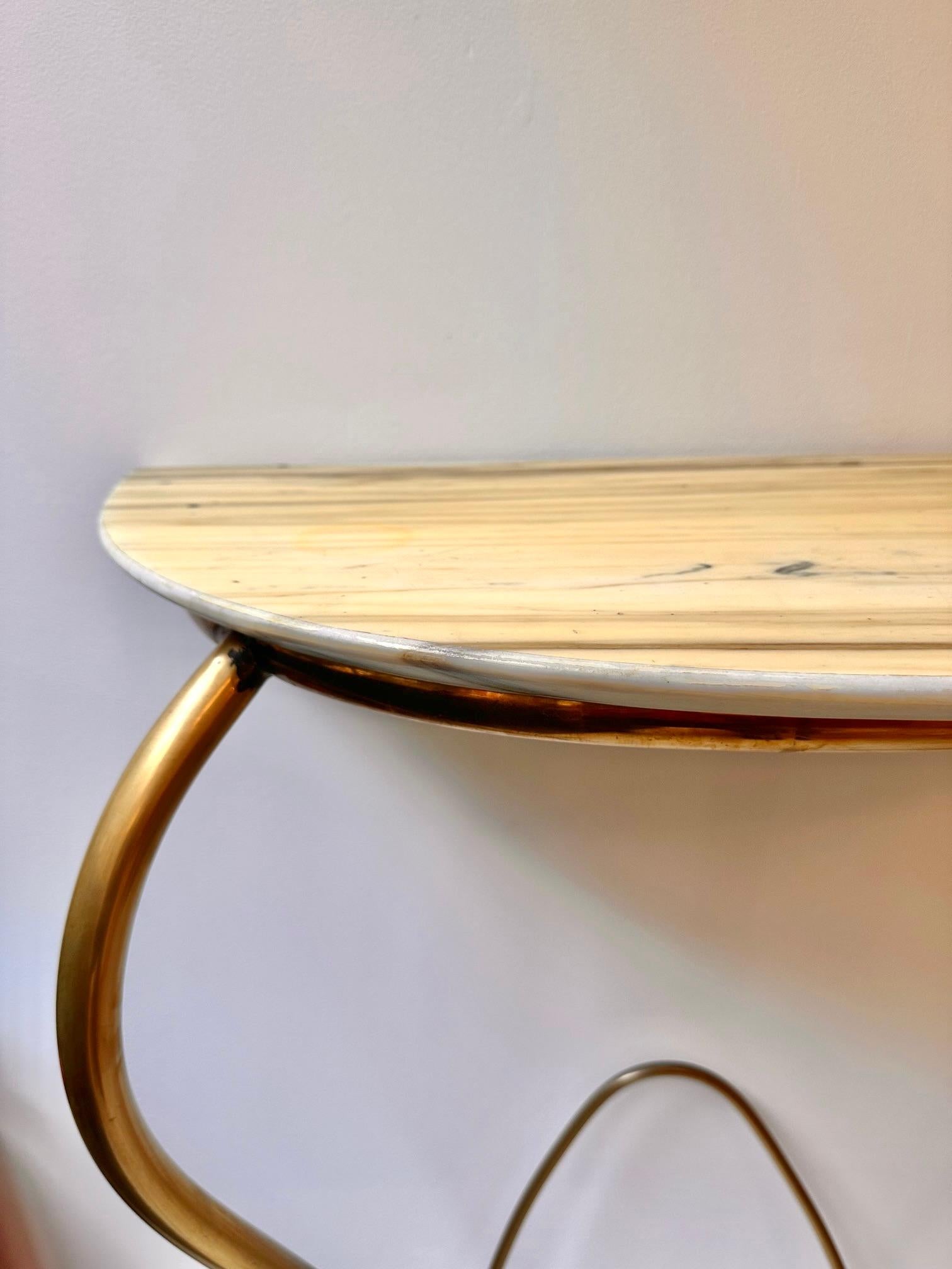 Mid-Century Italian Brass and Marble Console by Carlo Enrico Rava.1940 For Sale 2