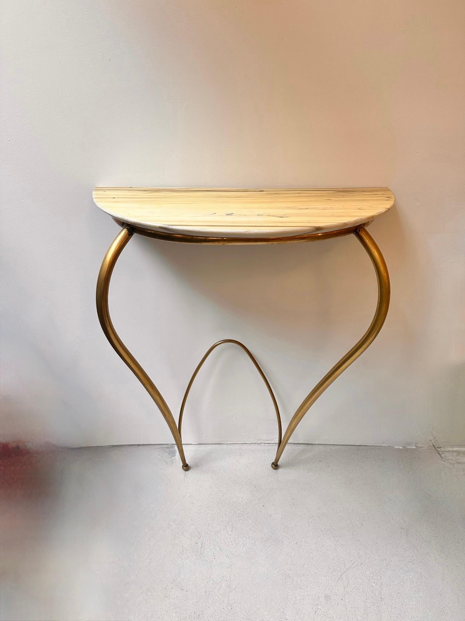 Mid-Century Italian Brass and Marble Console by Carlo Enrico Rava.1940 For Sale 3