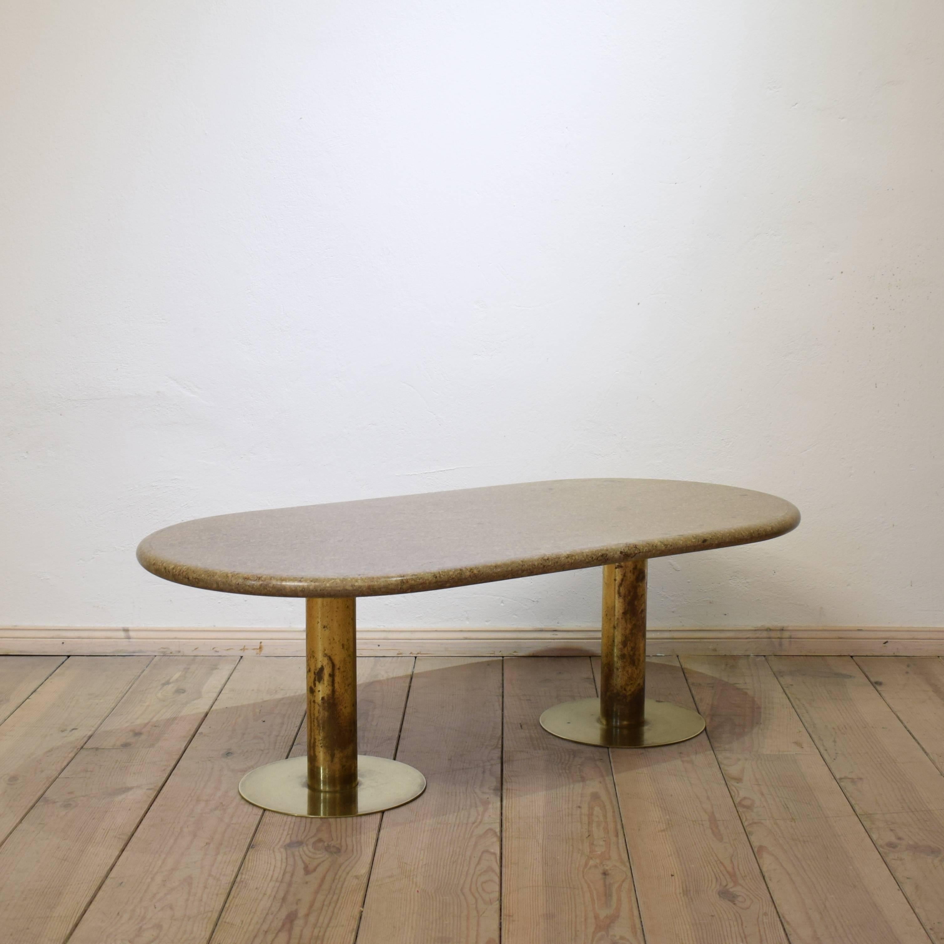 Mid-Century Italian Brass and Marble Side Table, circa 1968 In Good Condition In Berlin, DE