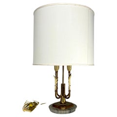 Retro Mid-century Italian brass and marble table lamp from 50s