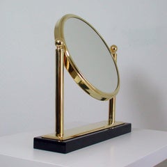 Midcentury Italian Brass and Marble Tilting Table Mirror, 1950s