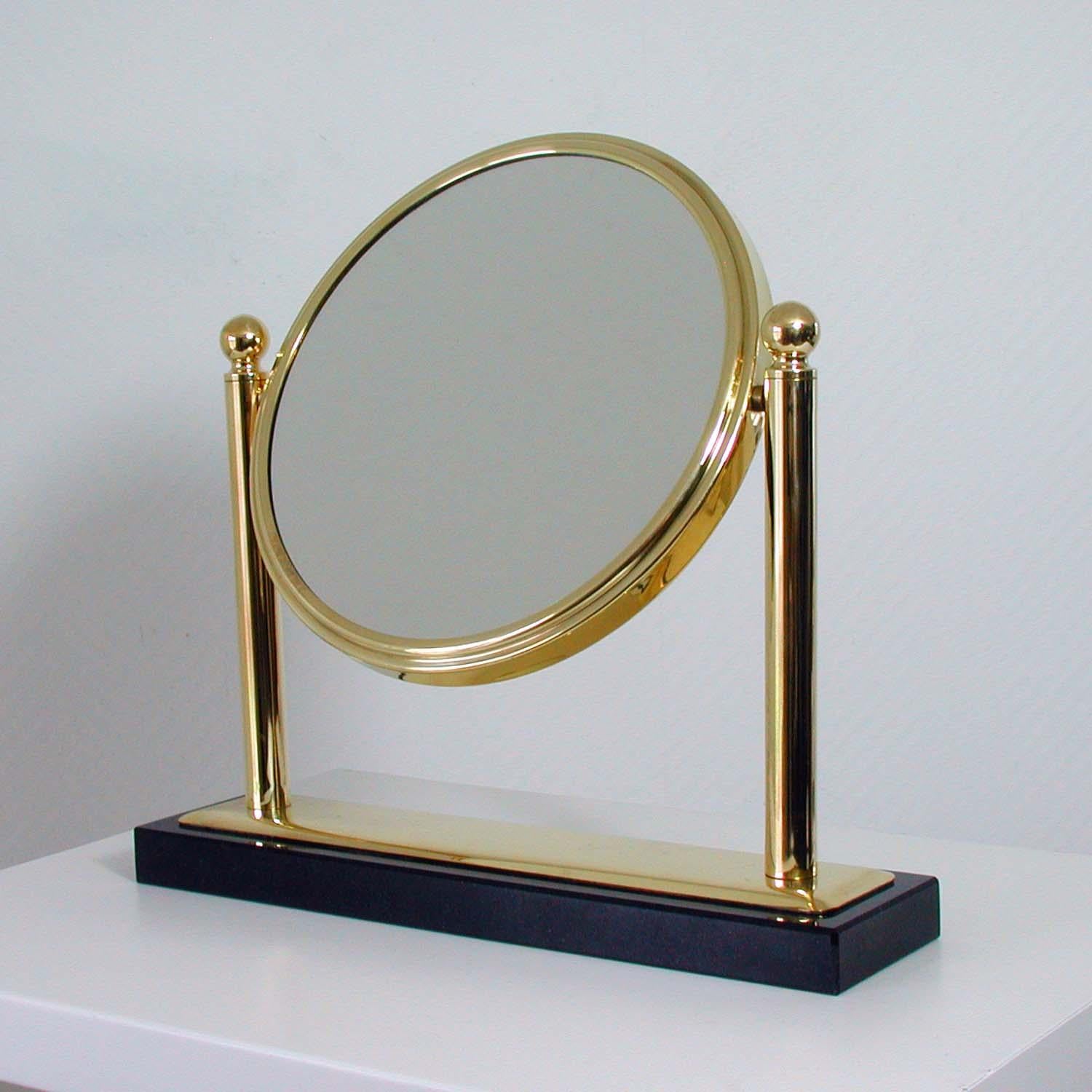 Mid-Century Modern Midcentury Italian Brass and Marble Tilting Table Mirror, 1950s