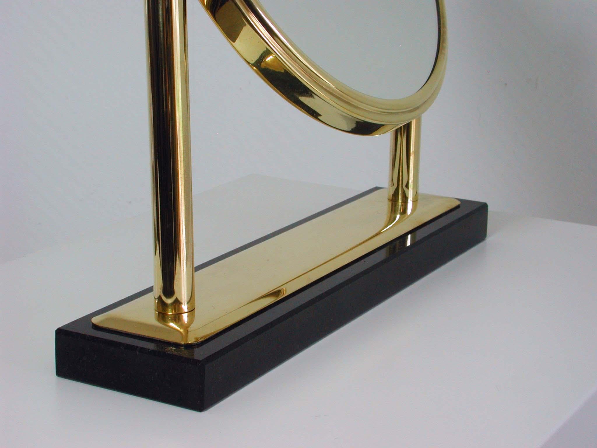 Mid-20th Century Midcentury Italian Brass and Marble Tilting Table Mirror, 1950s