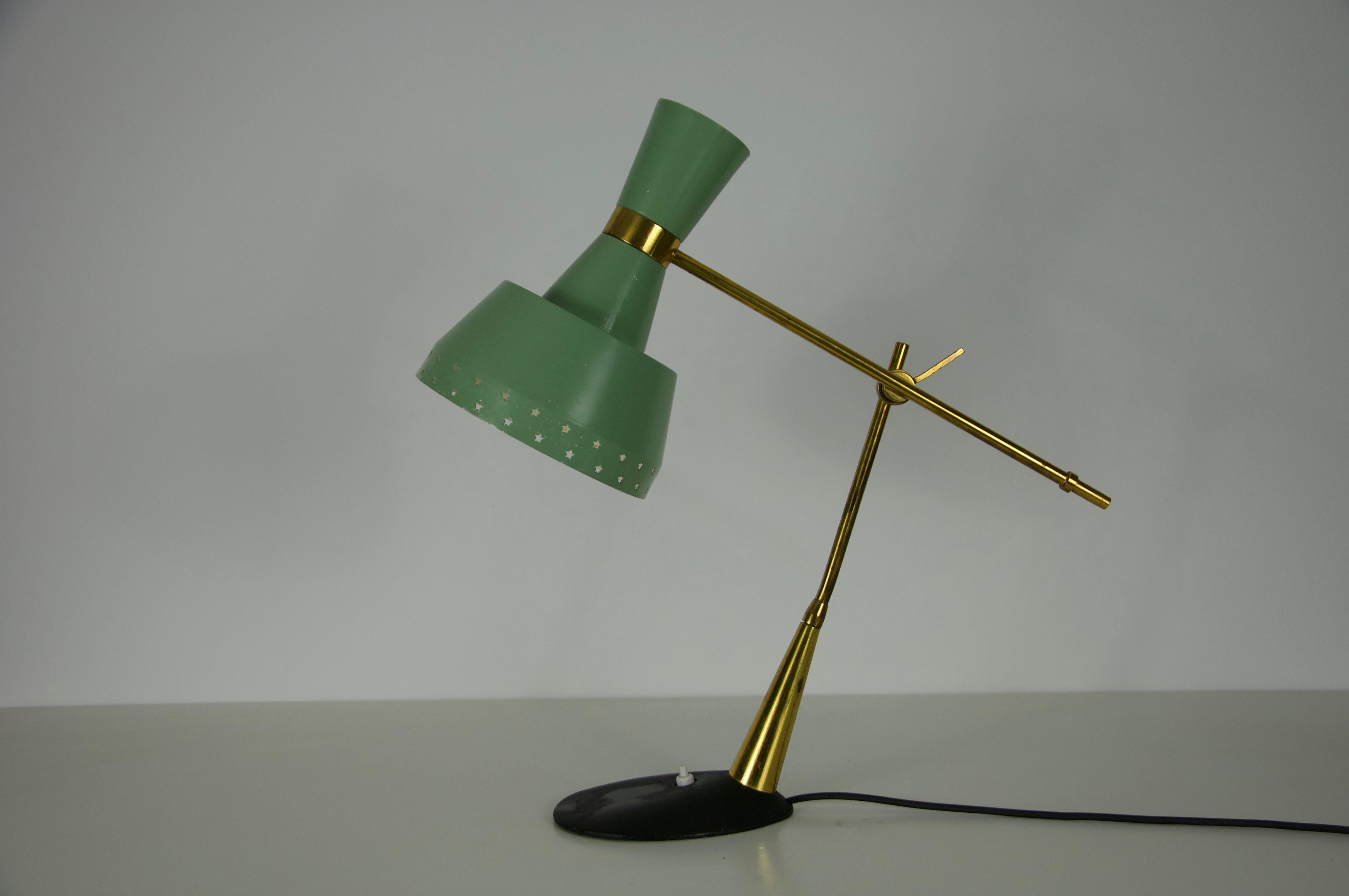 Mid-Century Modern Mid-Century Italian Brass and Metal Table Lamp, 1960s For Sale