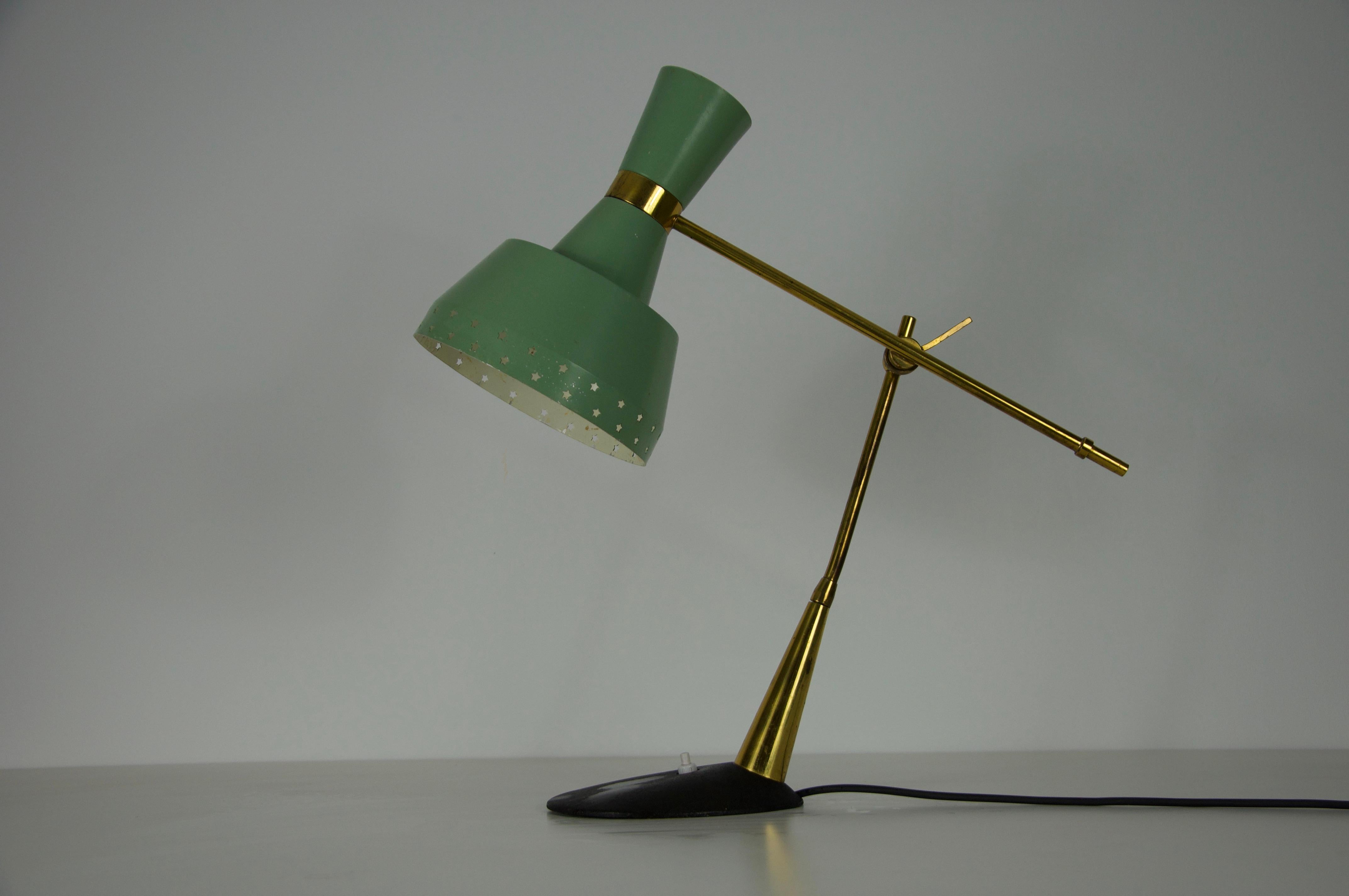 Mid-20th Century Mid-Century Italian Brass and Metal Table Lamp, 1960s For Sale
