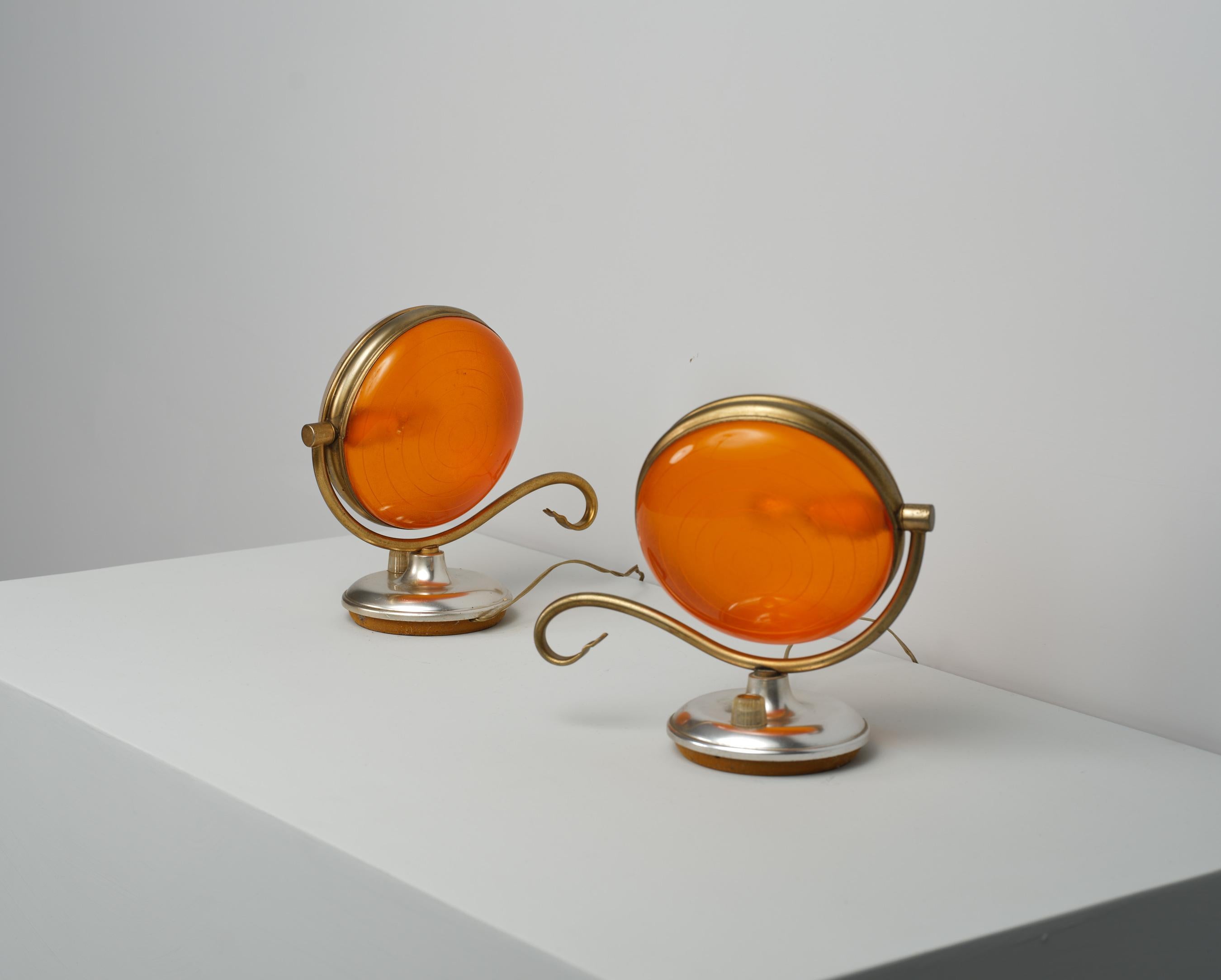 Mid-Century Modern Mid-Century Italian Brass and Metal Table Lamps For Sale