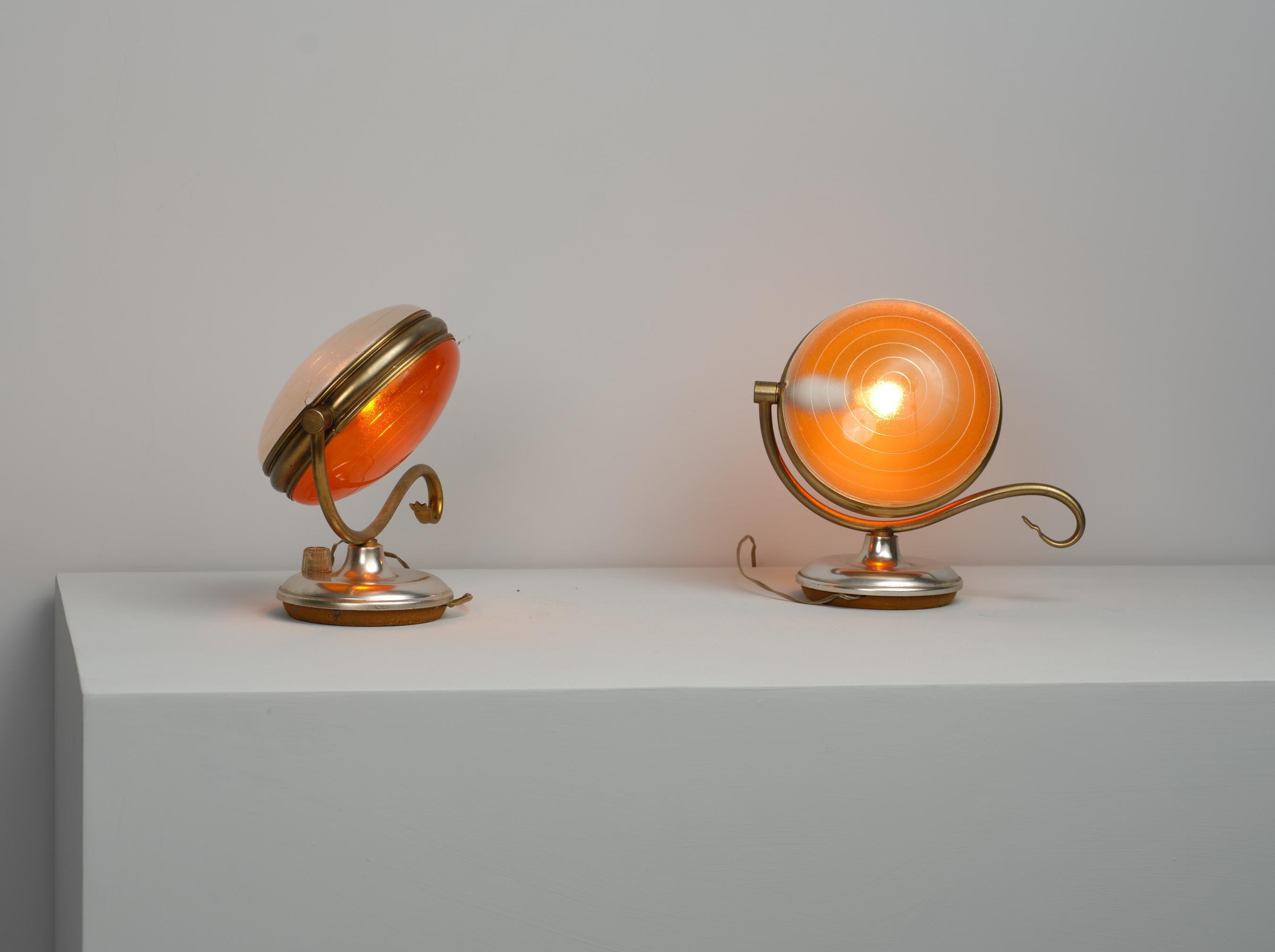 Mid-Century Italian Brass and Metal Table Lamps In Good Condition For Sale In Rome, IT