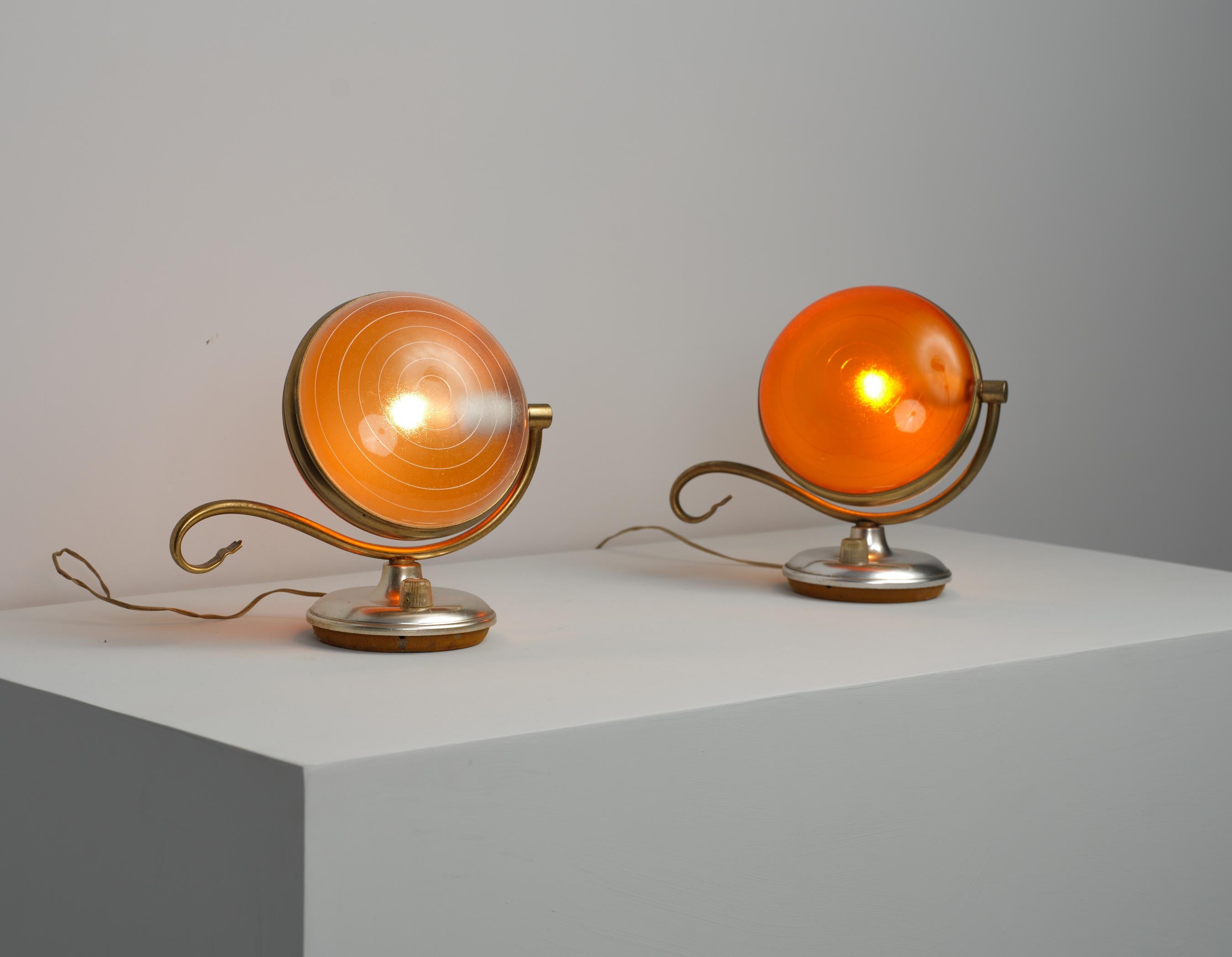 Mid-Century Italian Brass and Metal Table Lamps For Sale 1