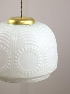 Mid-Century Italian Brass and Opaline Pendant Lamp, 1950s