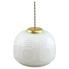 Mid-Century Italian Brass and Opaline Pendant Lamp, 1950s