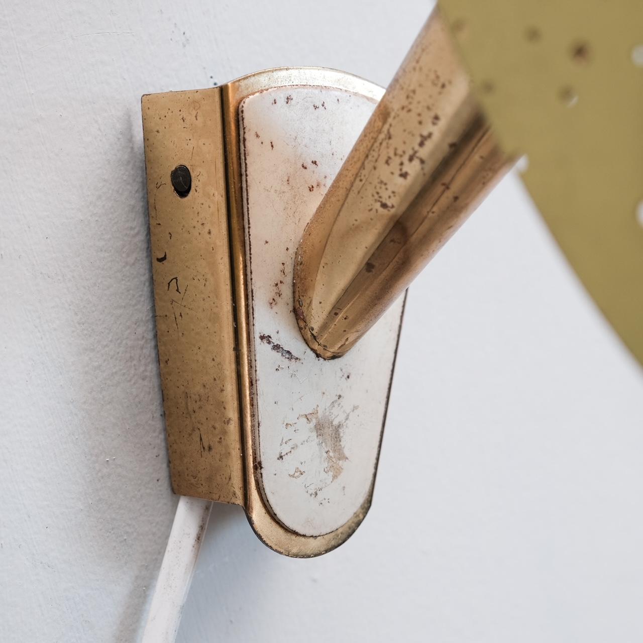 Mid-20th Century Mid-Century Italian Brass and Perforated Shade Adjustable Wall Light