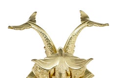 Mid century Italian brass and pietra dura marble center table