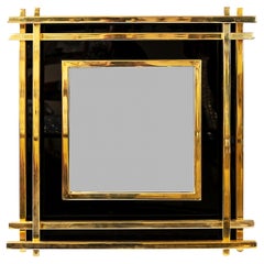 Midcentury Italian Brass and Plexiglass Wall Mirror from 1970s