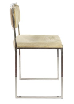 Midcentury Italian Brass and Suede Chairs by Willy Rizzo