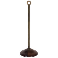 Midcentury Italian Brass and Wood Doorstop Attributed to Azucena, 1950s