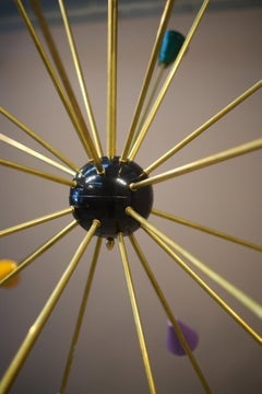 Mid-Century Italian Brass Armed Atomic Chandelier