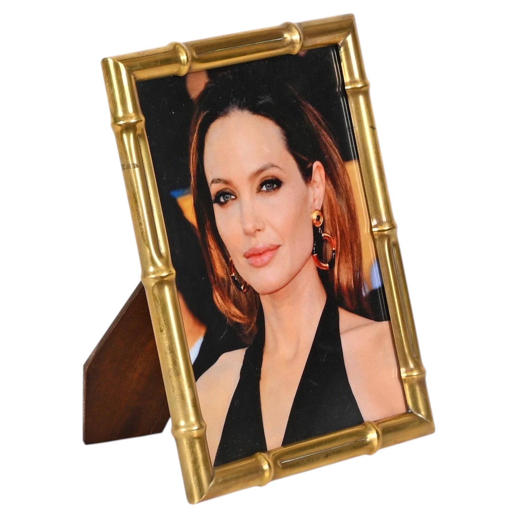Mid-Century Italian Brass Bamboo Photo Frame, Dior Style, 1970s For Sale