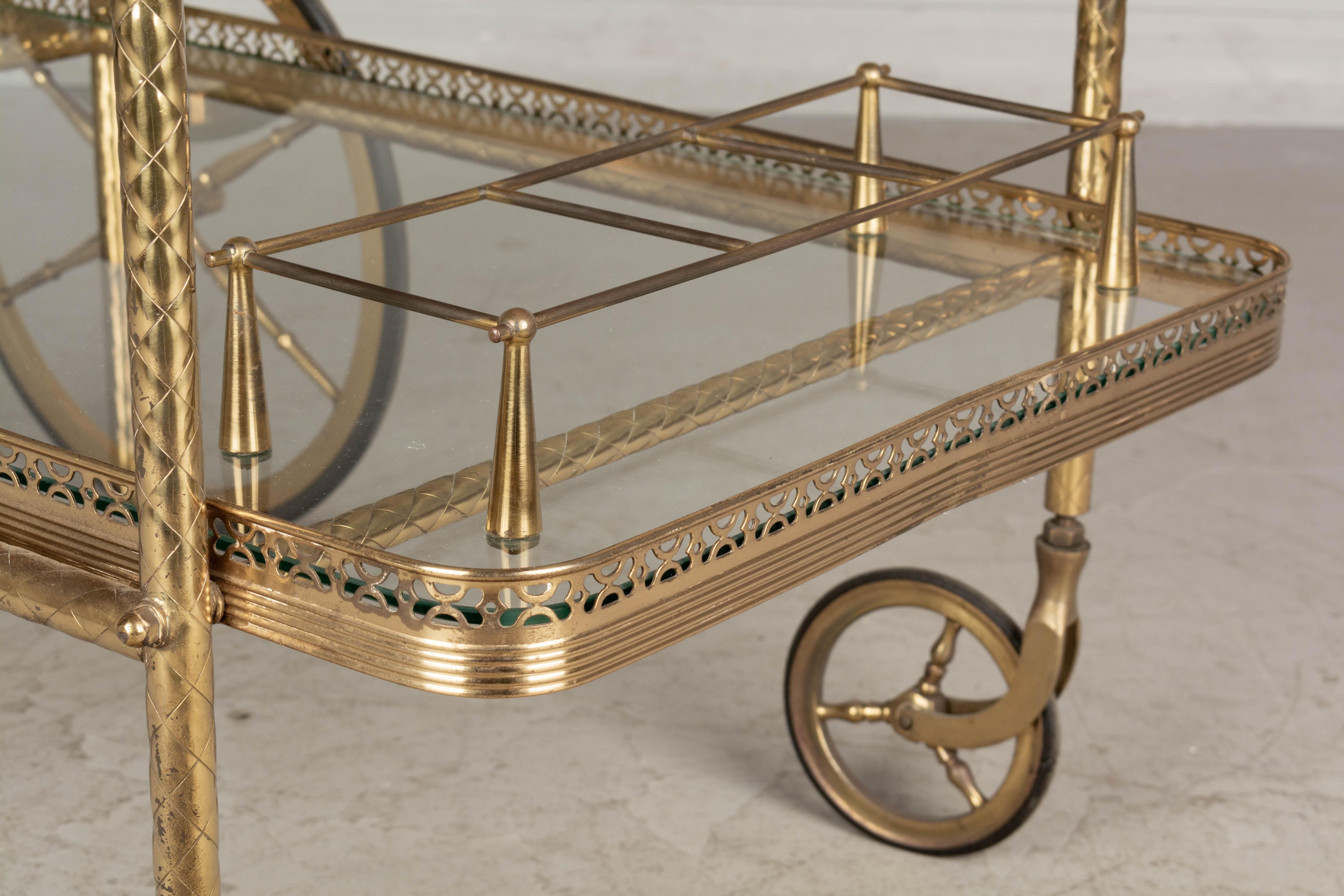 Mid Century Italian Brass Bar Cart For Sale 5