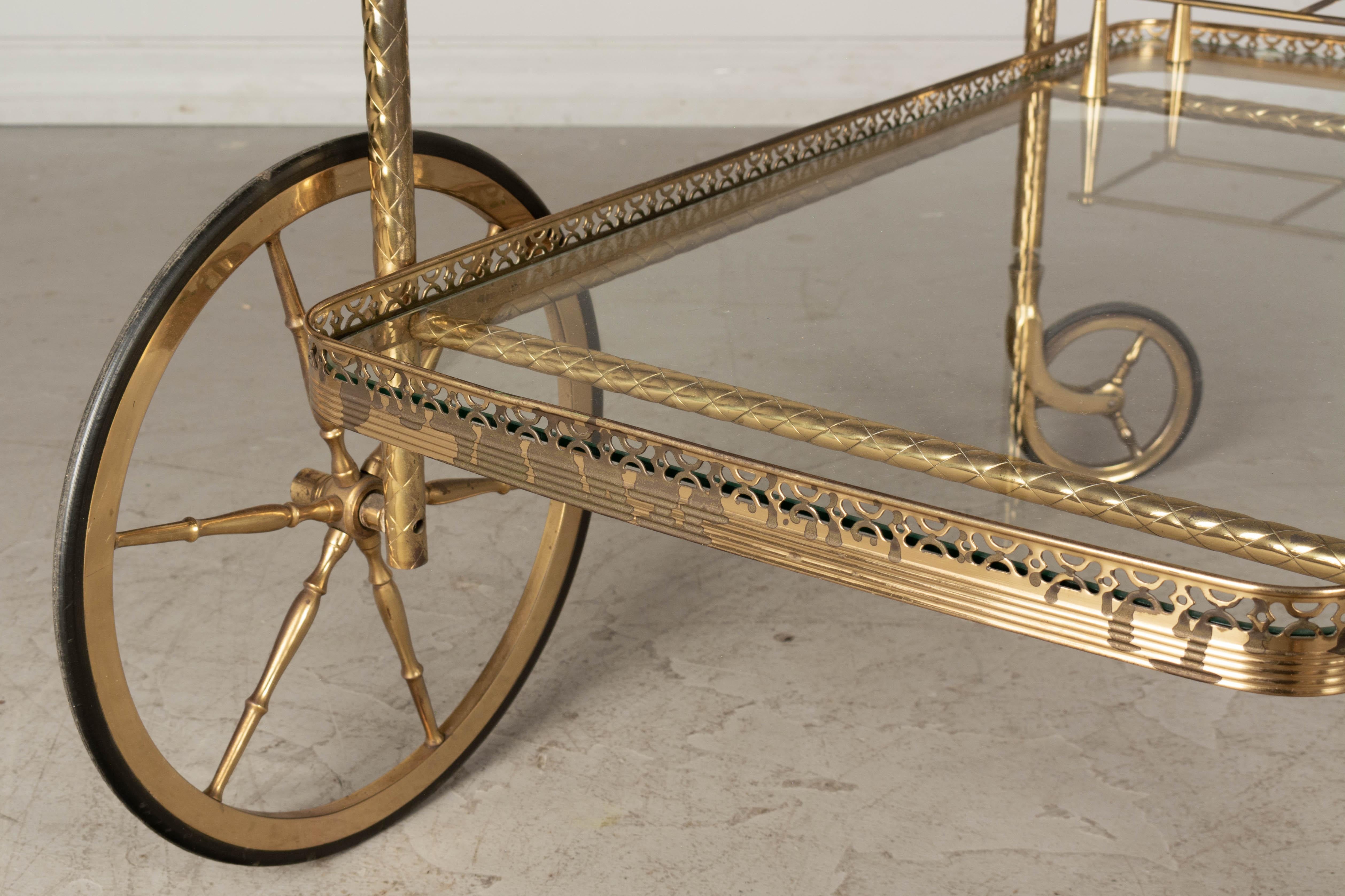 Mid Century Italian Brass Bar Cart For Sale 7