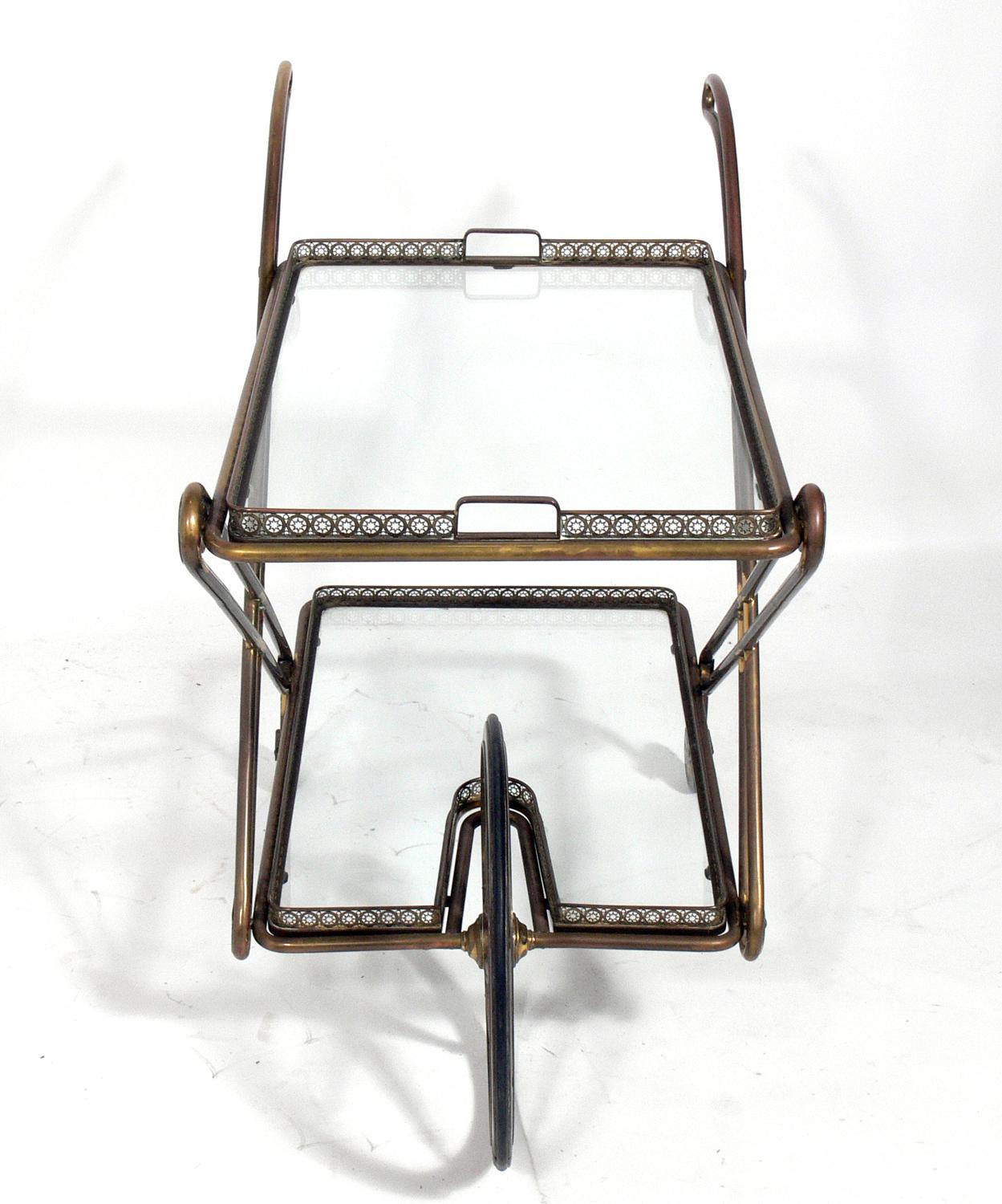Mid-Century Modern Midcentury Italian Brass Bar Cart For Sale