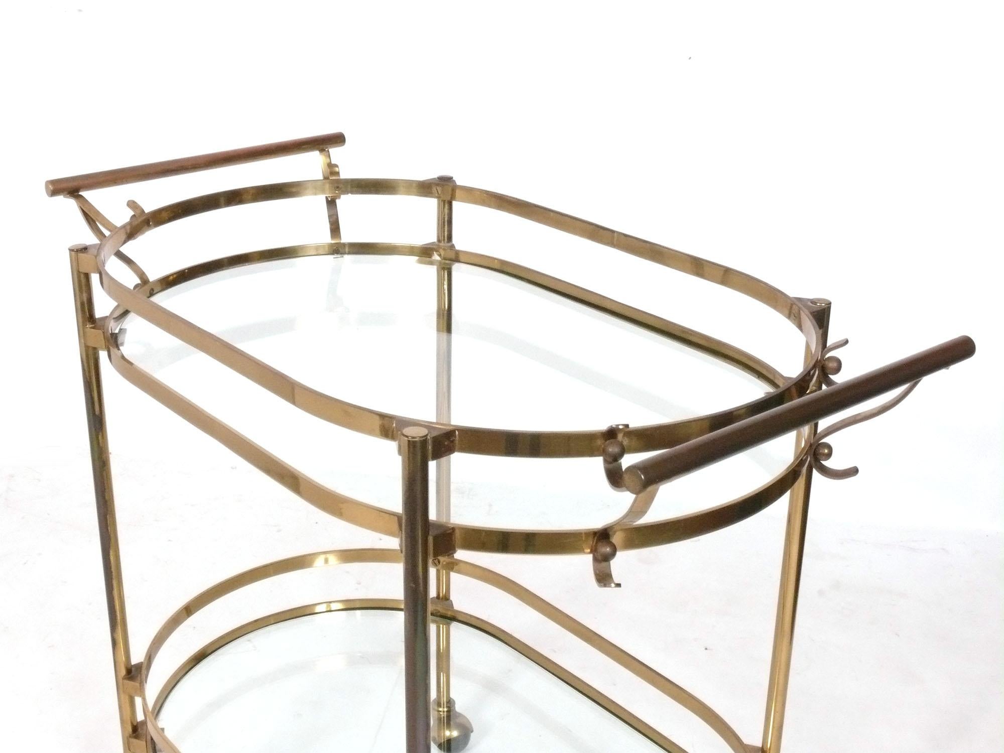 Chariot de bar en laiton italien du milieu du siècle Bon état - En vente à Atlanta, GA