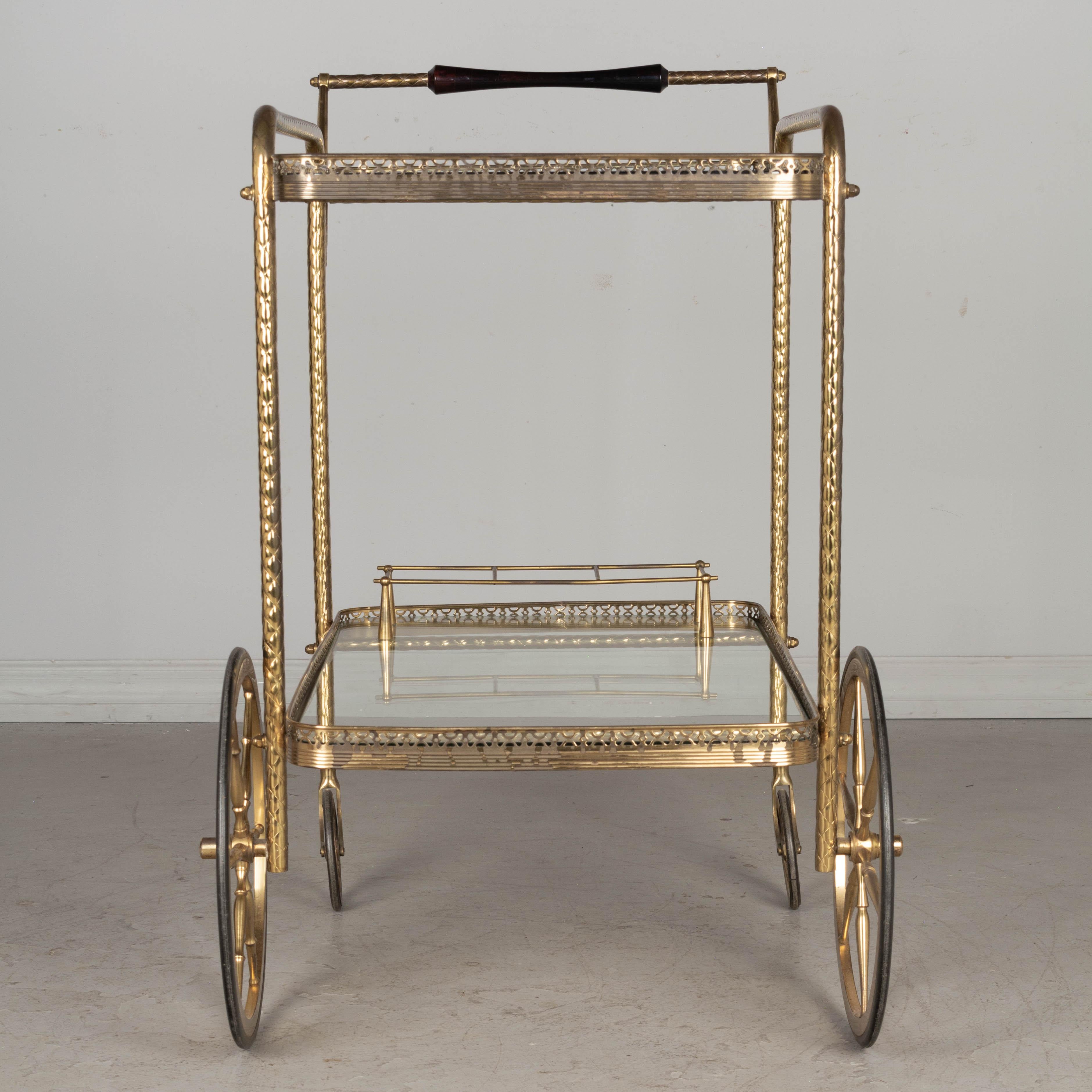 Mid Century Italian Brass Bar Cart For Sale 3
