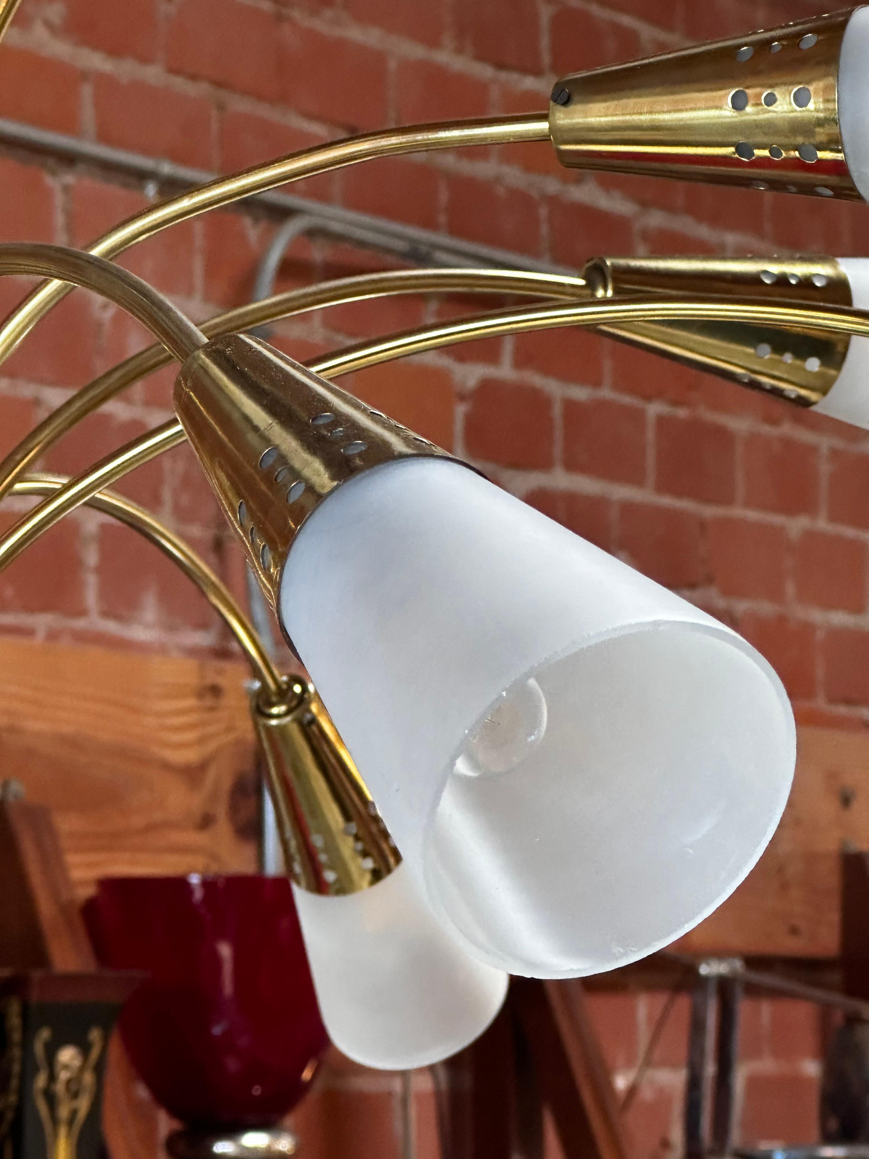 Mid Century Italian Brass Cascade Chandelier 1960s For Sale 1