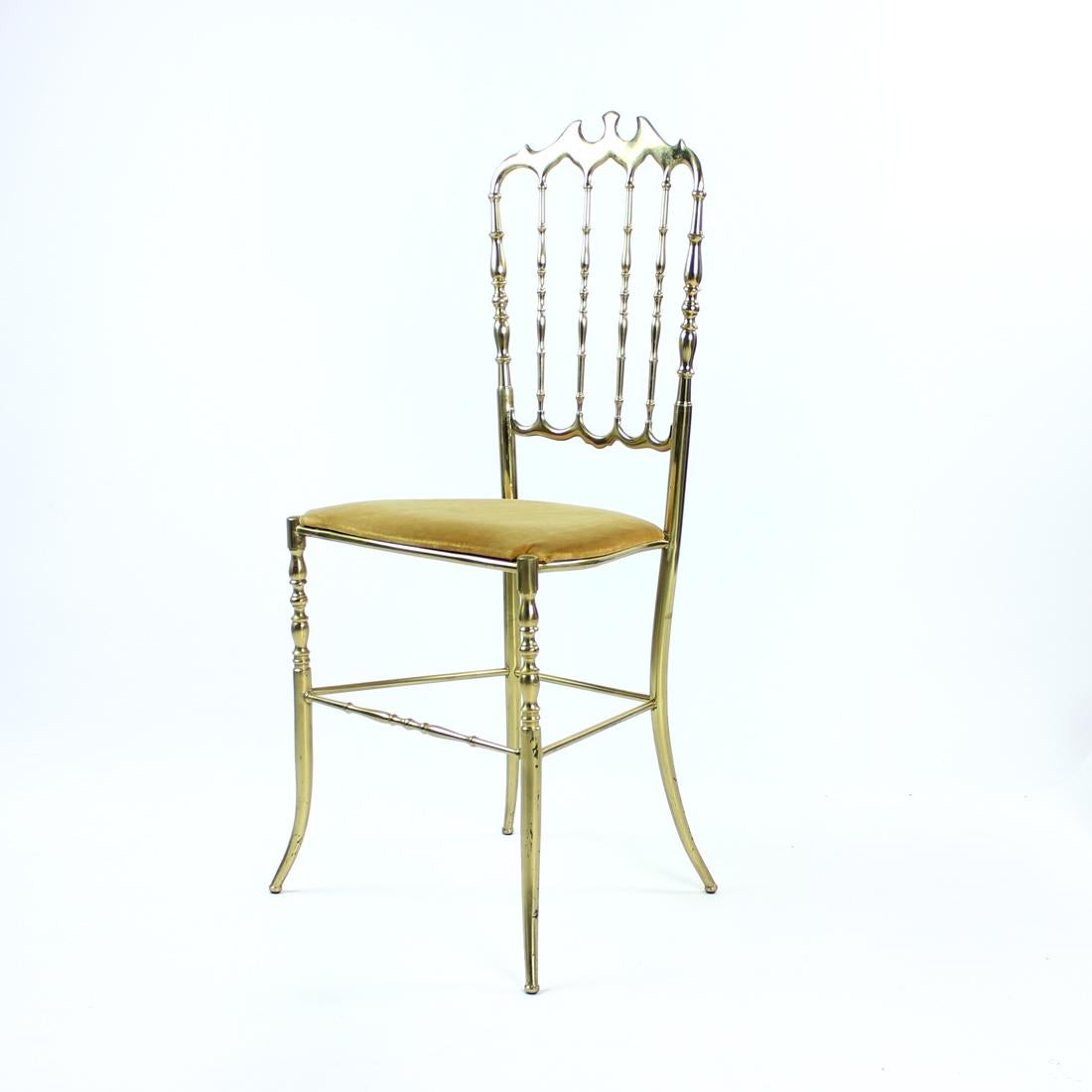 Mid Century Italian Brass Chair By Giuseppe Gaetano Descalzi For Chiavari, 1950s In Good Condition In Zohor, SK