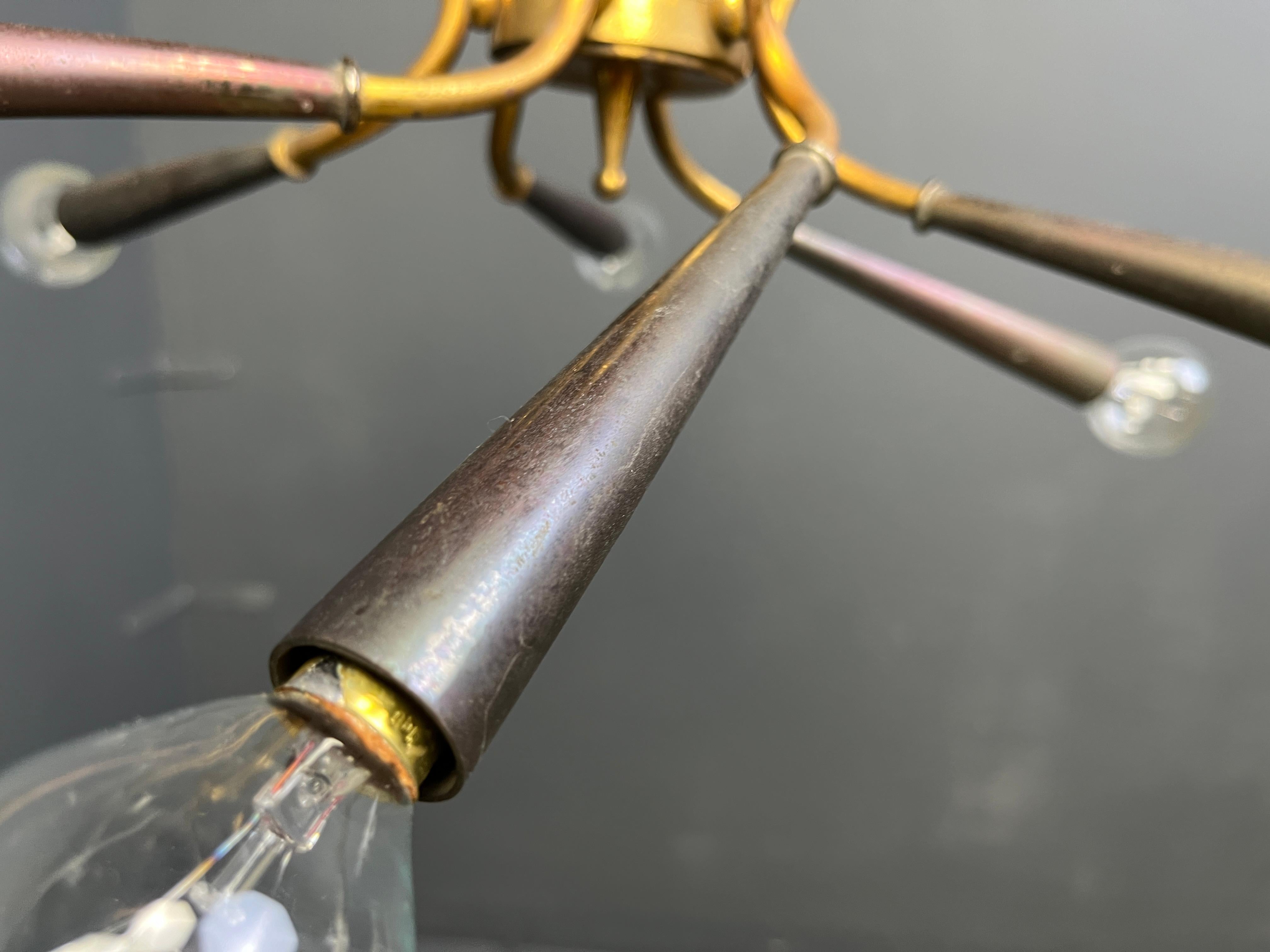 Mid-Century Modern Mid century Italian brass chandelier, 1960s en vente