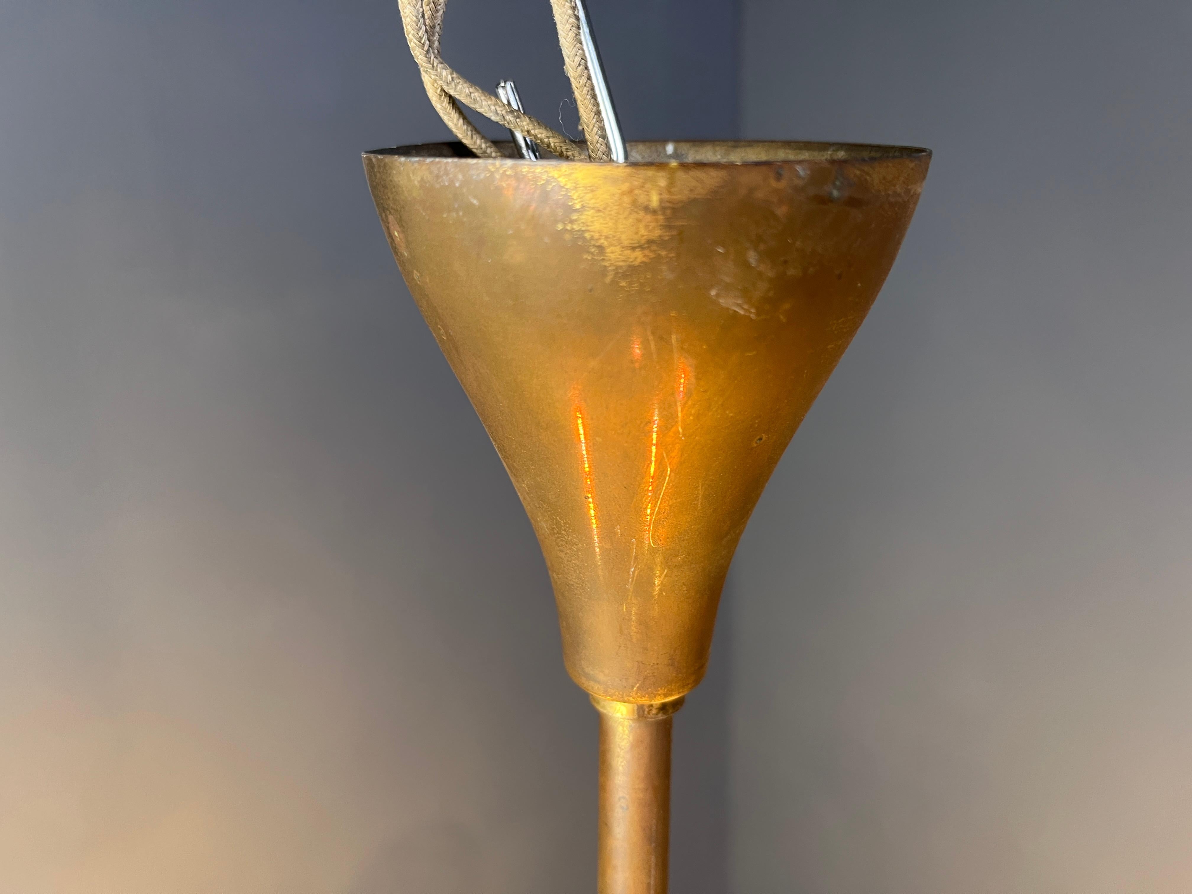 Laiton Mid century Italian brass chandelier, 1960s en vente