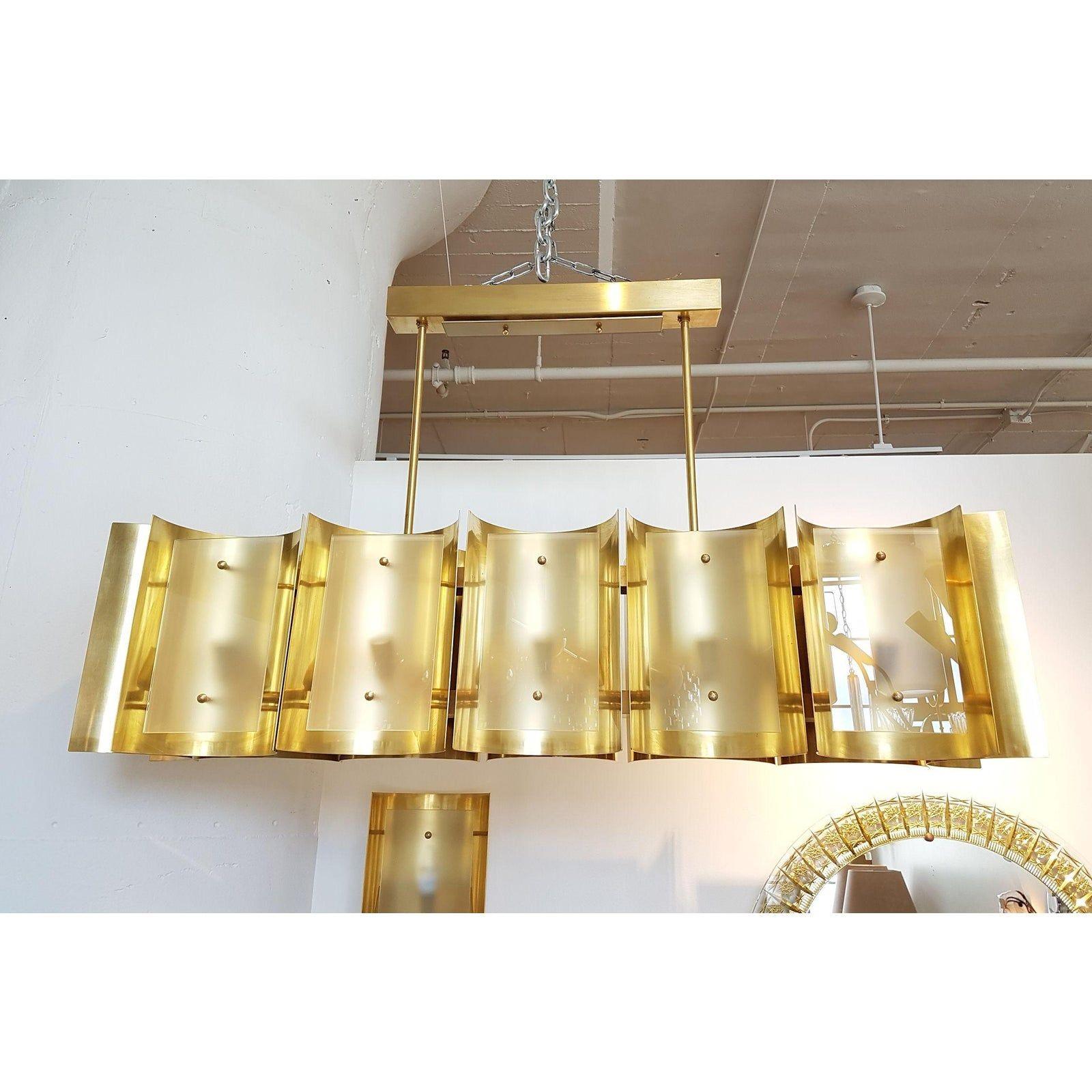 Mid-Century Modern Mid Century Italian brass chandelier