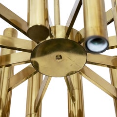 Mid-Century Italian Brass Chandelier, Tube Form Design, 1970s Vintage