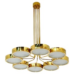 Mid-Century Italian Brass Chandelier with Eight Lights, Made to Order