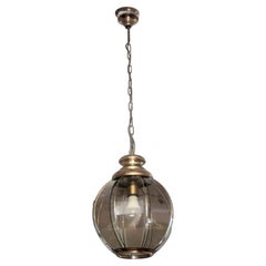 Brass chandelier with segmented smoked glass, second half 20th century