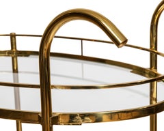 Midcentury Italian Brass "Deco" Bar Cart, circa 1960s