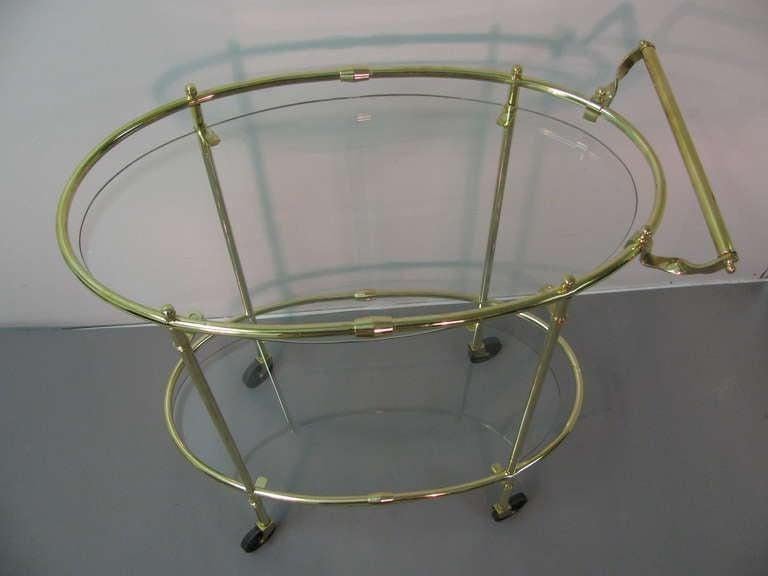 Mid Century Modern Italian Brass Elliptical Bar Cart C1955 im Zustand „Gut“ im Angebot in Port Jervis, NY