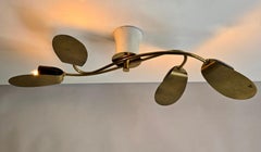 Mid-Century Italian Brass Flush Mount, 1950s, in the Style of Angelo Lelli
