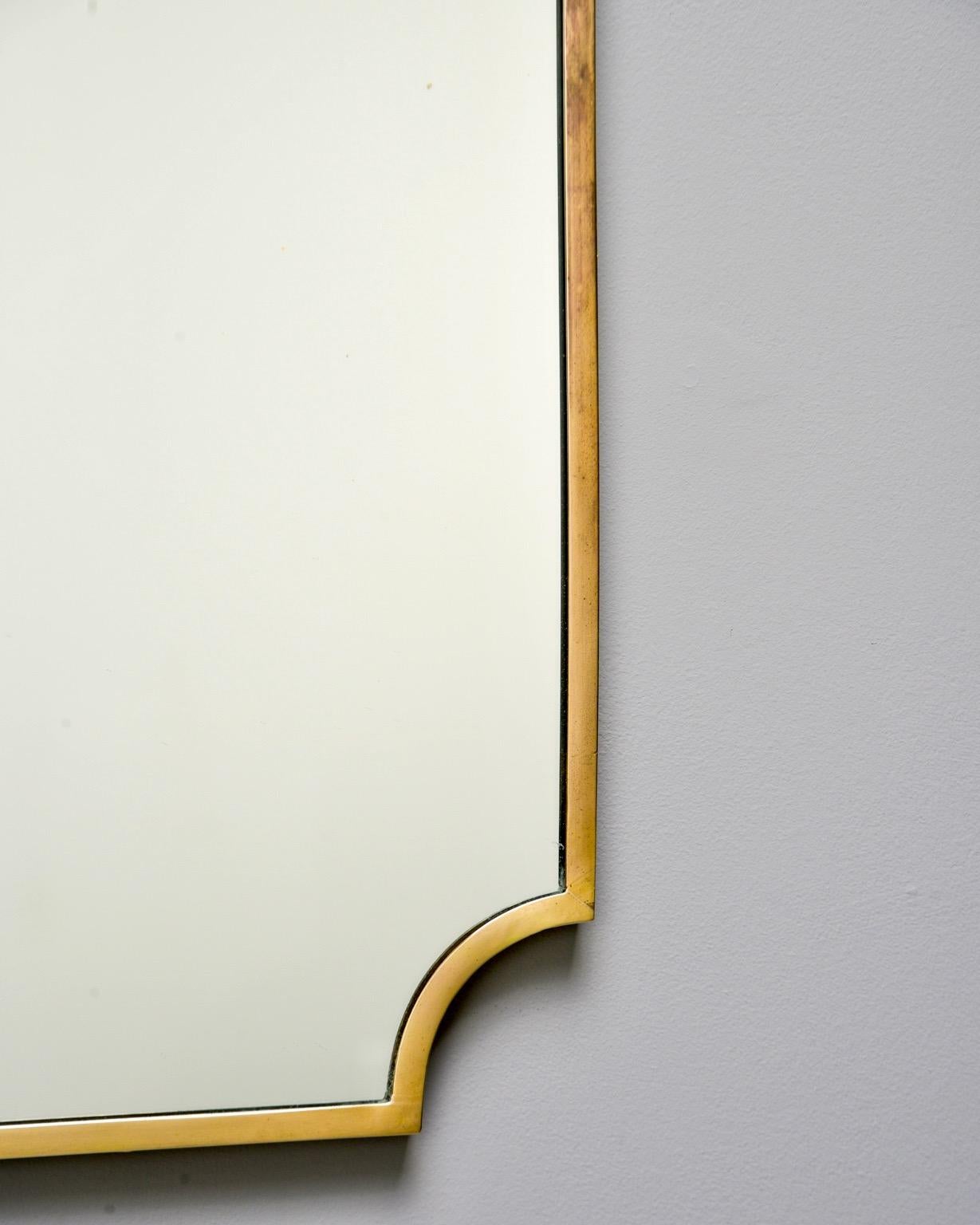 Mid-Century Modern Midcentury Italian Brass Framed Mirror