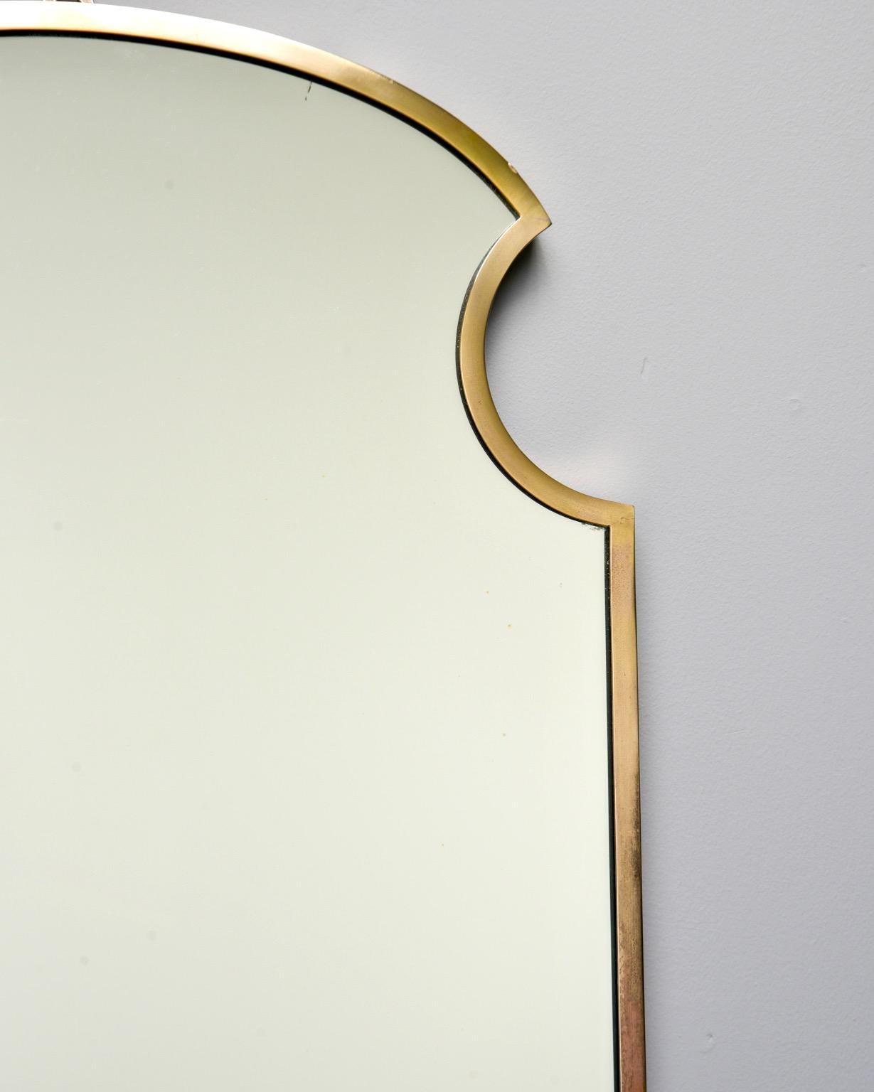 Midcentury Italian Brass Framed Mirror In Good Condition In Troy, MI