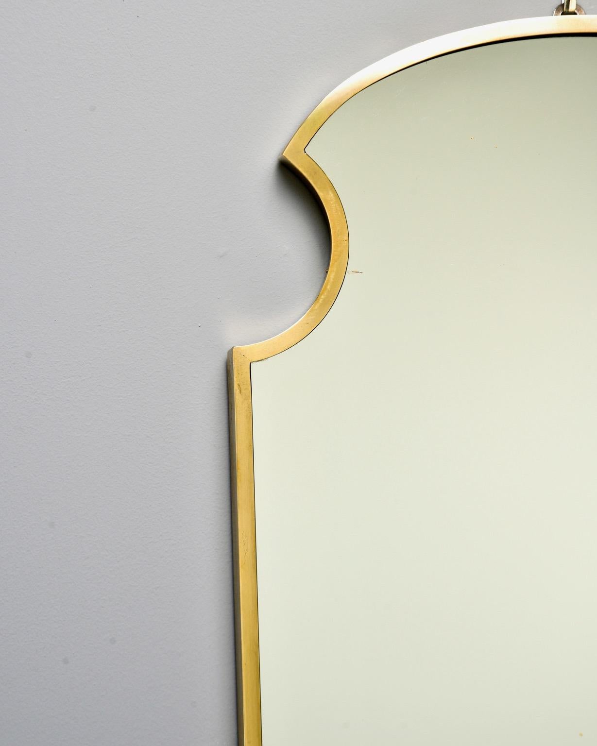 20th Century Midcentury Italian Brass Framed Mirror