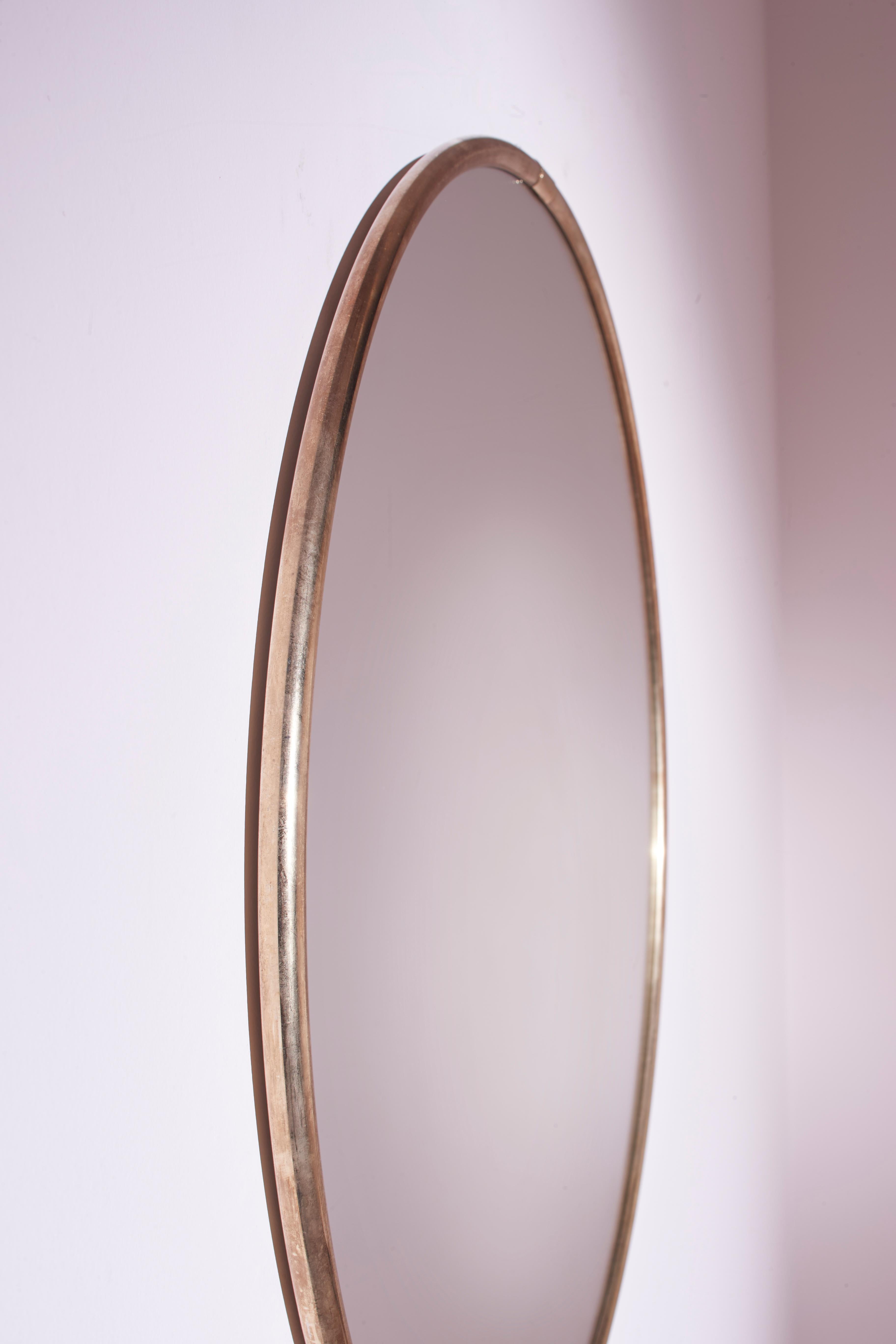 Mid-Century Italian Brass Framed Round Mirror, Italy, 1970s In Good Condition For Sale In Chiavari, Liguria