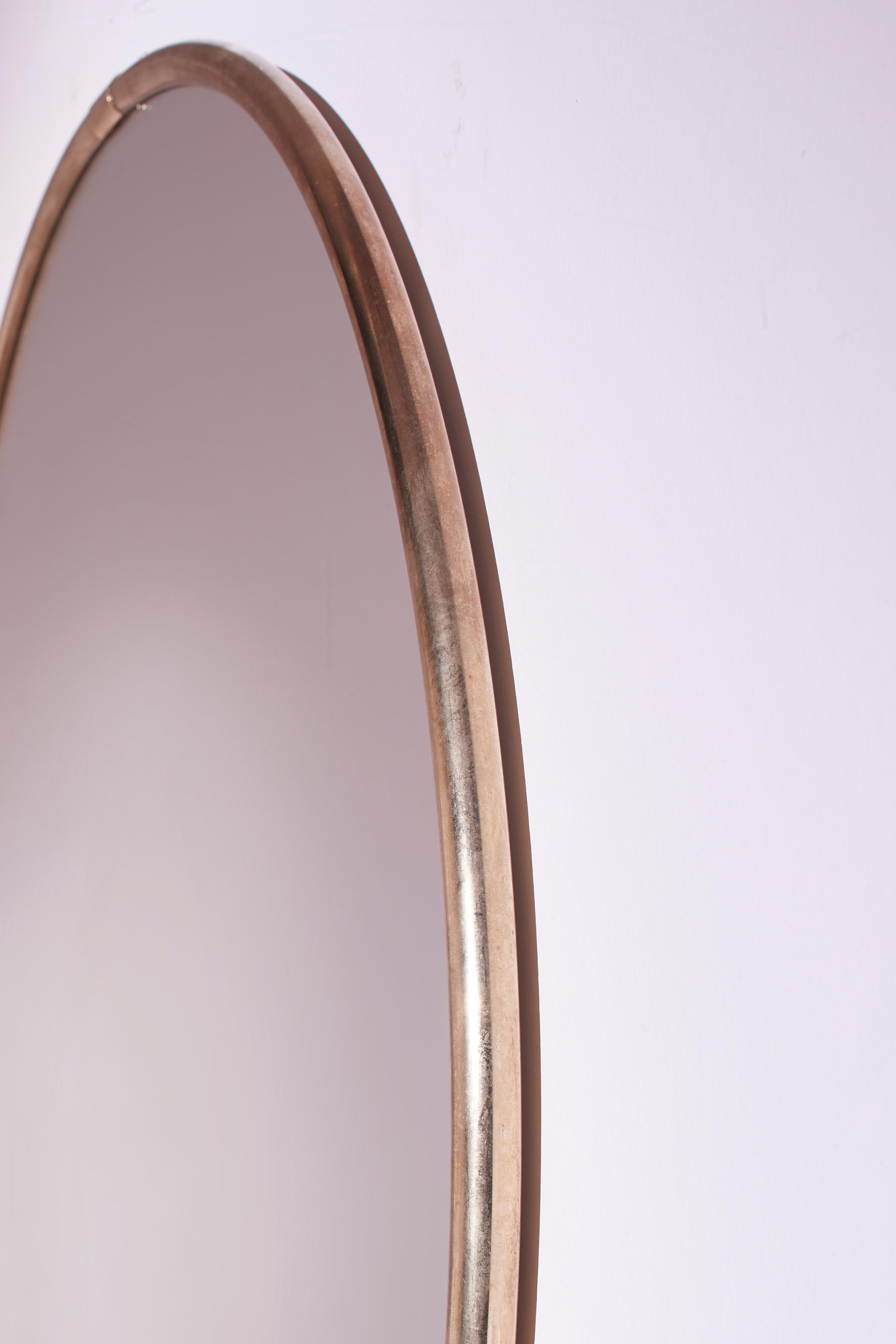 Mid-Century Italian Brass Framed Round Mirror, Italy, 1970s For Sale 1