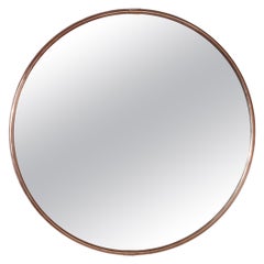 Mid-Century Italian Brass Framed Round Mirror, Italy, 1970s